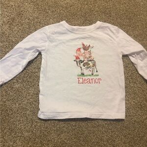 Kids 2T White Long Sleeve Shirt with Animal Print Eleanor